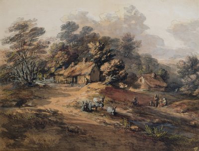 Peasants and Donkeys near Cottages at the Edge of a Wood by Thomas Gainsborough